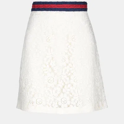 Pre-owned Gucci Cotton Midi Skirts 46 In White