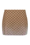 Gucci Crystal-embellished Mini Skirt In Brown