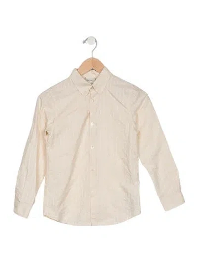 Pre-owned Gucci Kids' Cotton Neutral Patterned Long Sleeve Button Up Shirt In Neutrals