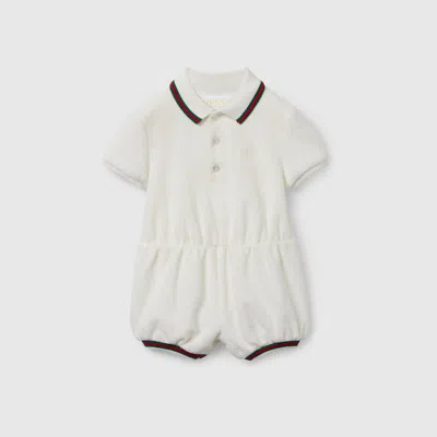 Gucci Babies' Cotton One-piece With Web In White