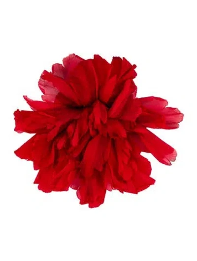 Pre-owned Gucci Cotton Oversized Flower Pin Brooch In Burgundy/red