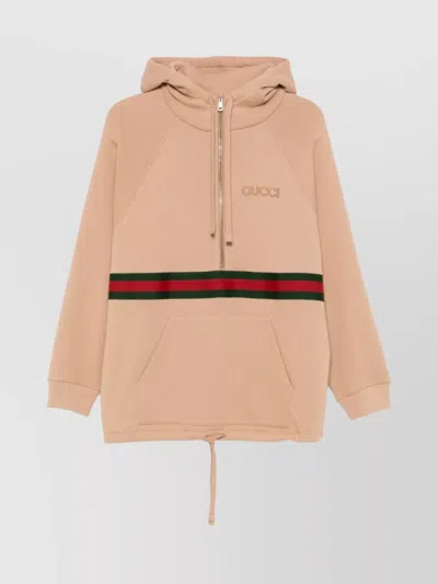 Gucci Cotton Oversized Hoodie Drawstring Hem In Pink
