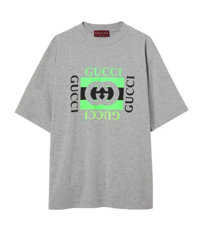 Gucci Cotton Oversized Logo T-shirt In Grey