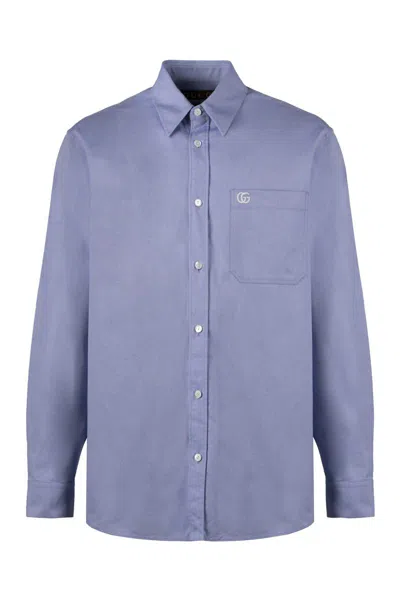 Gucci Cotton-oxford Shirt In Blue