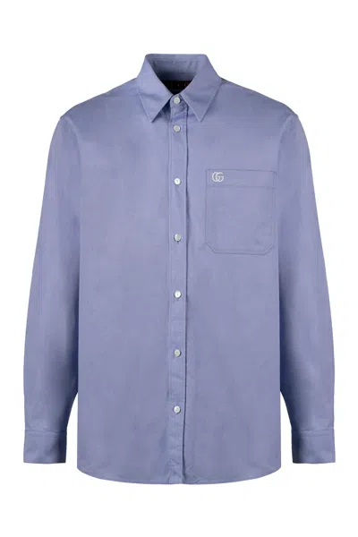 Gucci Cotton-oxford Shirt In Blue