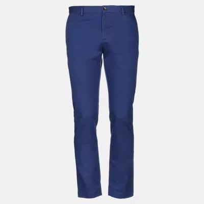 Pre-owned Gucci Cotton Pants 46 In Blue