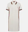Gucci Embroidered Webbing-trimmed Cotton-piqué Mini Dress In White