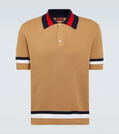 Gucci Cotton Piqué Polo Shirt In Brown