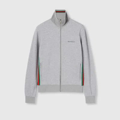 Gucci Cotton Piquet Double Zip Jacket In Gray