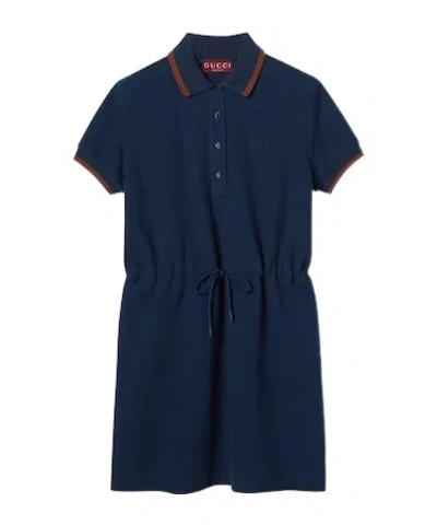 GUCCI COTTON PIQUET POLO DRESS WITH WEB