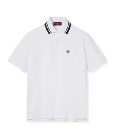 Gucci Cotton Piquet Polo Shirt With Embroidery In White