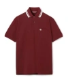 Gucci Bordeaux Polo Shirt With Striped Motif On The Collar And Double G Embroidery On The Front In C