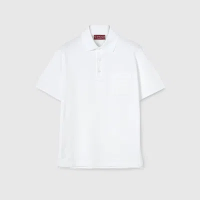 Gucci Cotton Polo Shirt Collar Short Sleeves Pocket In White