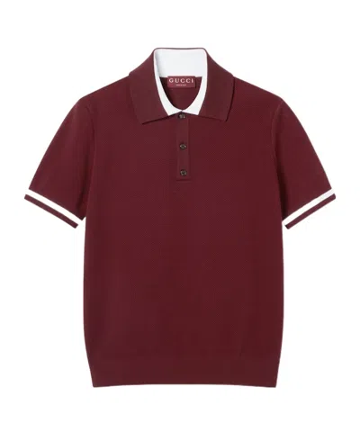 GUCCI COTTON PIQUET POLO SHIRT WITH INTARSIA