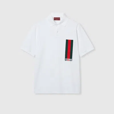 GUCCI GUCCI COTTON PIQUET POLO SHIRT WITH PRINT
