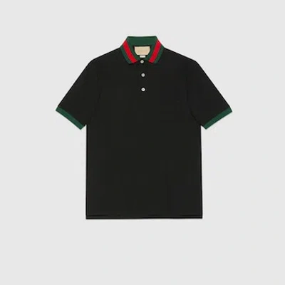 GUCCI GUCCI COTTON PIQUET POLO WITH WEB COLLAR