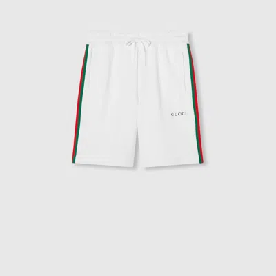 Gucci Cotton Piquet Shorts With Web In White