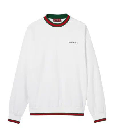 GUCCI COTTON PIQUET SWEATSHIRT WITH WEB