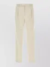 Gucci Cotton Pleated Trousers With Belt Loops And Button Pockets In Cream