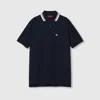 Gucci Men Logo Motif Polo Shirt In Blue