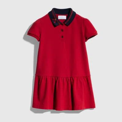 Gucci Kids' Cotton Polo Dress In Red