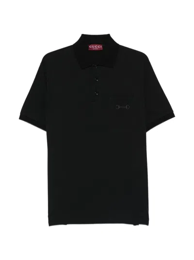 Gucci Cotton Polo Shirt In Black