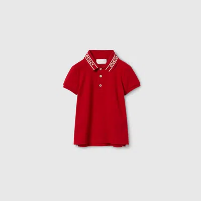 Gucci Babies' Cotton Polo Shirt In Burgundy