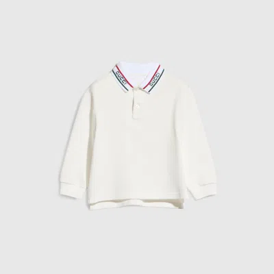Gucci Babies' Cotton Polo Shirt In White