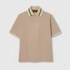 Gucci Cotton Polo Shirt With Embroidery In Beige