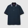Gucci Cotton Polo Shirt With Embroidery In Blue