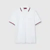 Gucci Web Stripe Cotton-blend Pique Polo Shirt In White