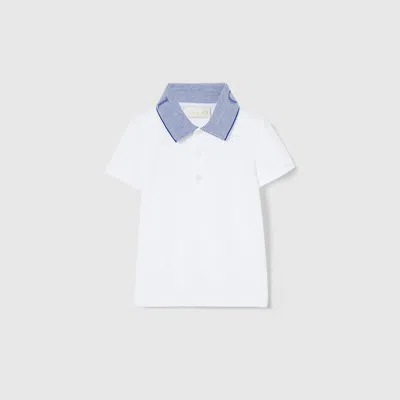 Gucci Babies' Cotton Polo Shirt With Embroidery In White