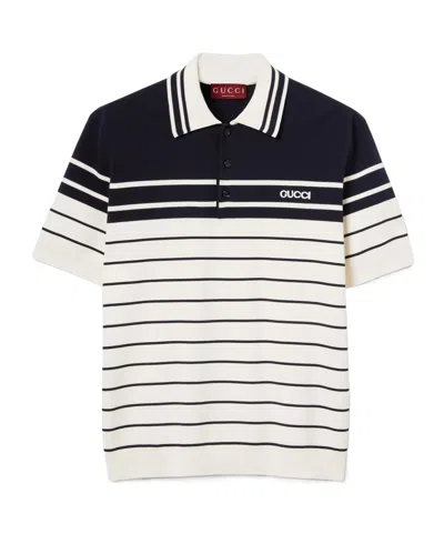 Gucci Cotton Polo Shirt With Embroidery In Stripped