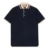 Gucci Cotton Polo Shirt With Gg Embroidery 'dark Blue' In Blue