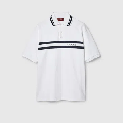 Gucci Cotton Polo Shirt With  Print In White
