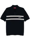 Gucci Short Sleeved Wool And Cashmere Sweater With Polo Neck In Blue