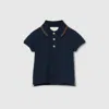 Gucci Babies' Cotton Polo Shirt With Web In Blue
