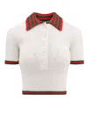 Gucci Web Stripe Cotton-blend Lace Polo Shirt