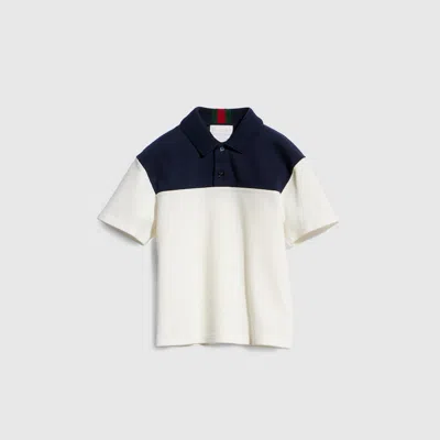 Gucci Babies' Cotton Polo Shirt With Web In White