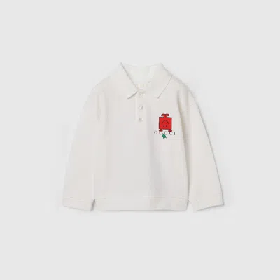 Gucci Babies' Cotton Polo Sweatshirt In White