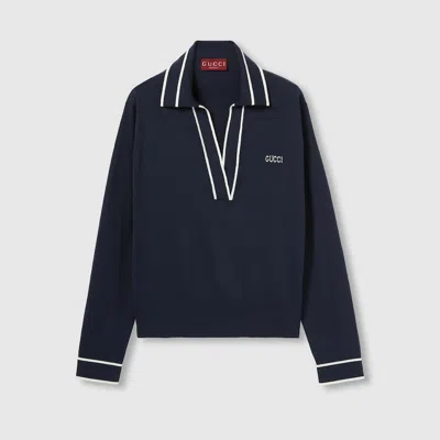 GUCCI GUCCI COTTON POLO TOP WITH GUCCI INTARSIA