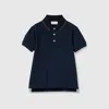 Gucci Kids' Cotton Polo Top With Web In Blue