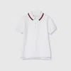 Gucci Cotton Polo Top With Web In White