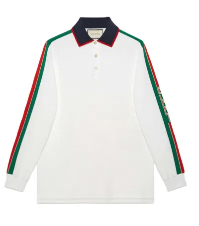 Gucci Cotton Polo With  Stripe White