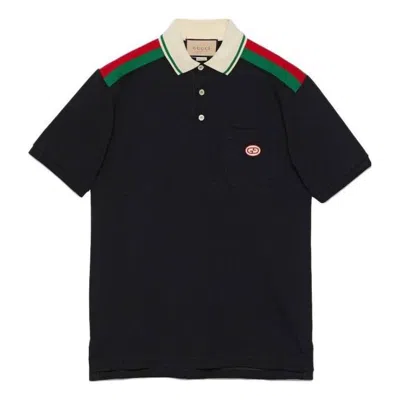 GUCCI GUCCI COTTON POLO WITH INTERLOCKING G 'BLACK'