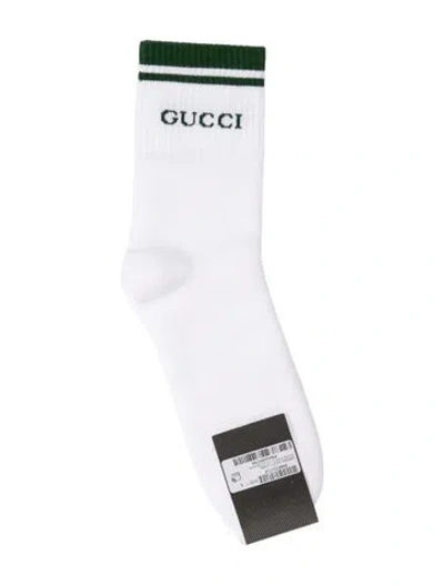 Pre-owned Gucci Cotton Pong Socks W/tags In White