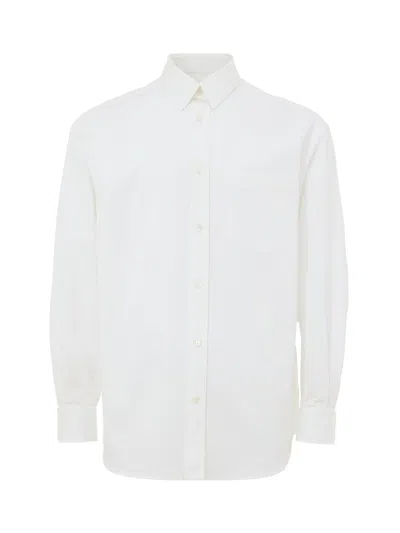 Gucci Cotton Popeline Shirt With Double Collar  In White