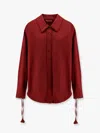 Gucci Womens Rosso Ancora Embroidered Drawstring-sleeves Cotton-poplin Shirt