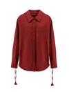 Gucci Cotton Popeline Shirt With Ties And Laces Profiles In Red