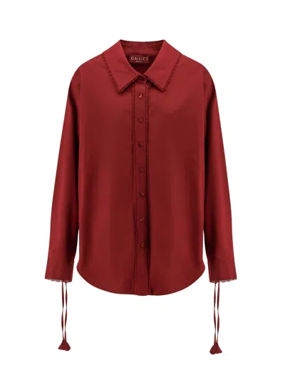 GUCCI COTTON POPELINE SHIRT WITH TIES AND LACES PROFILES